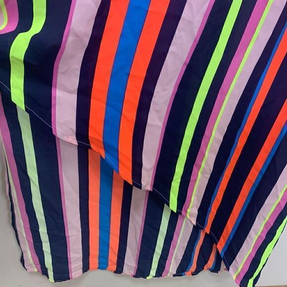 Project Runway Small Sleeveless Maxi Dress Neon Stripes. Asymmetrical Hem. (k1) - Picture 4 of 9